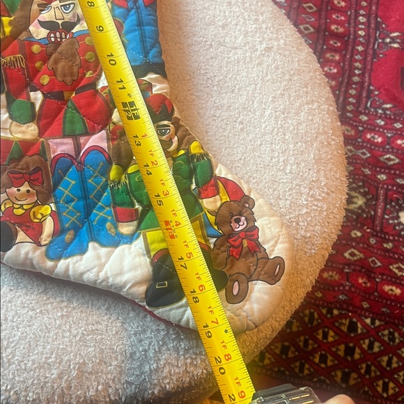 Vintage Red Quilted Holiday Stocking with Nutcrackers - Picture 7 of 7